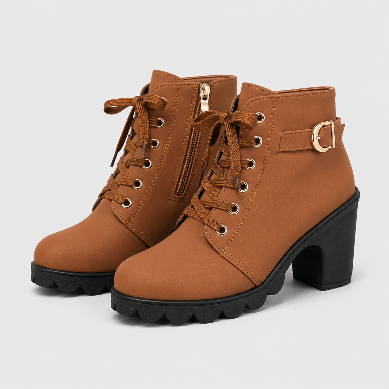 AS - Womens - Boots : Enkellaarzen Dames - Blokhak, Veters en Comfortabele Grip in Bruin van KleefMode