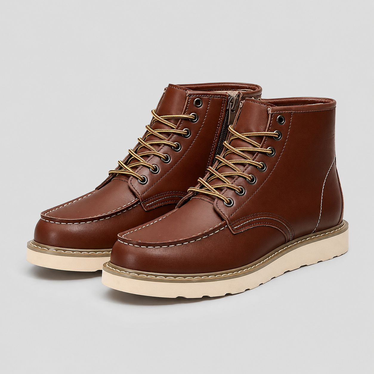 AS - Mens - Boots : Heren Veterlaarzen - Retro Stijl, Comfortabel, Duurzaam in Donkerbruin van KleefMode