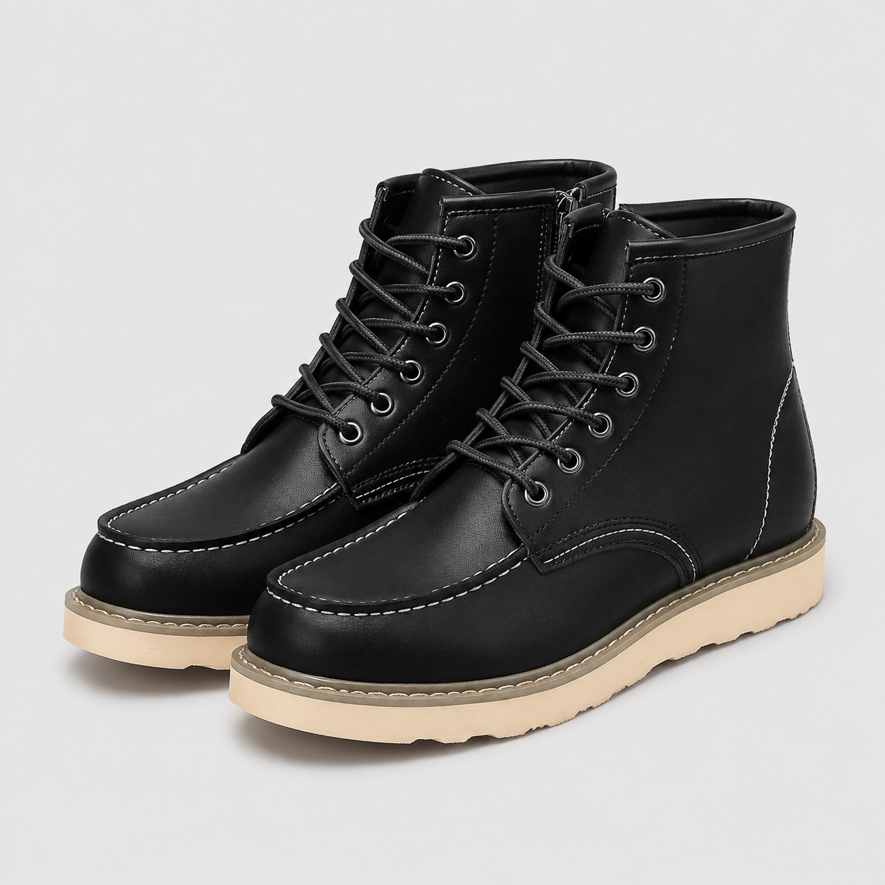 AS - Mens - Boots : Heren Veterlaarzen - Retro Stijl, Comfortabel, Duurzaam in Zwart van KleefMode