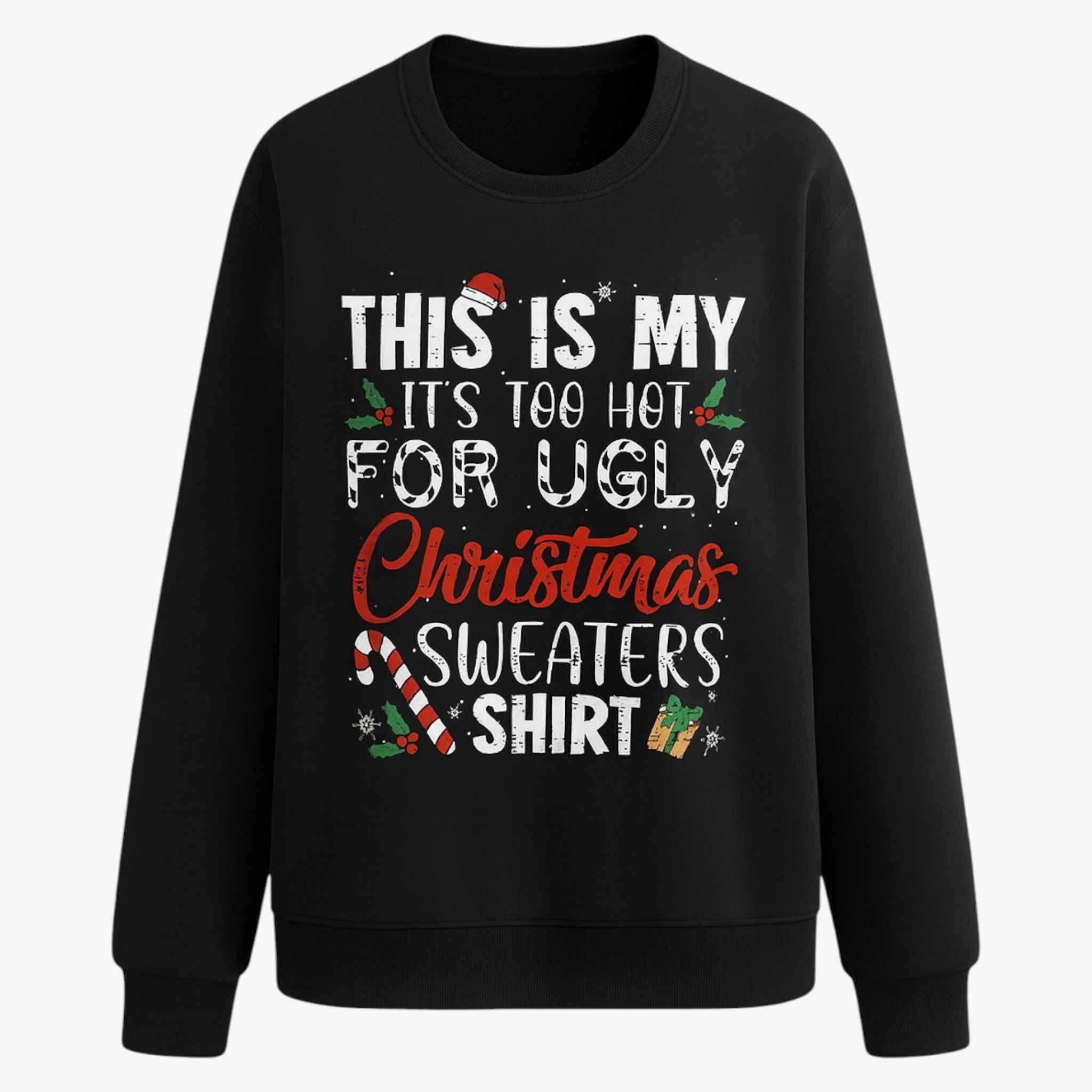Sweaters : Foute Kersttrui Heren met Humoristische Slogan - Zwart in Zwart van Pantino