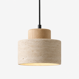 Travertin Hanglamp - Natuursteen & Hout, Dimbaar