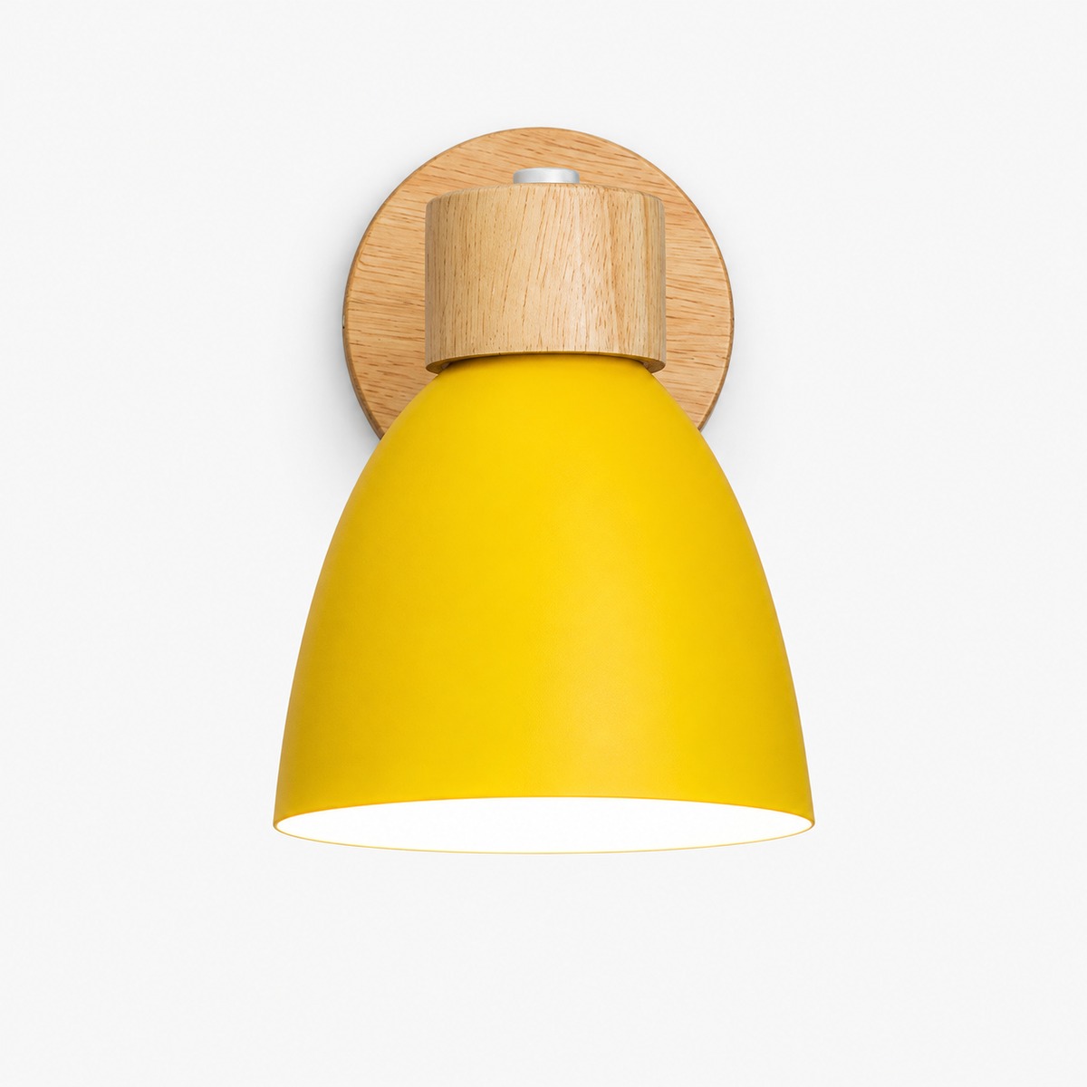 Moderne Wandlamp met Schuine Arm, Hout, Conische Kap