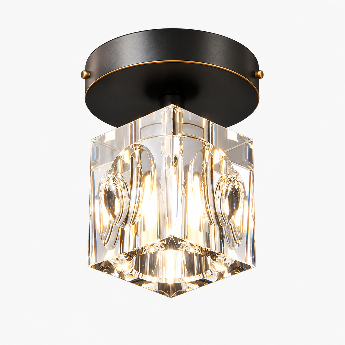 Geometrische Kristallen Plafondlamp - Moderne Zwarte of Gouden Afwerking