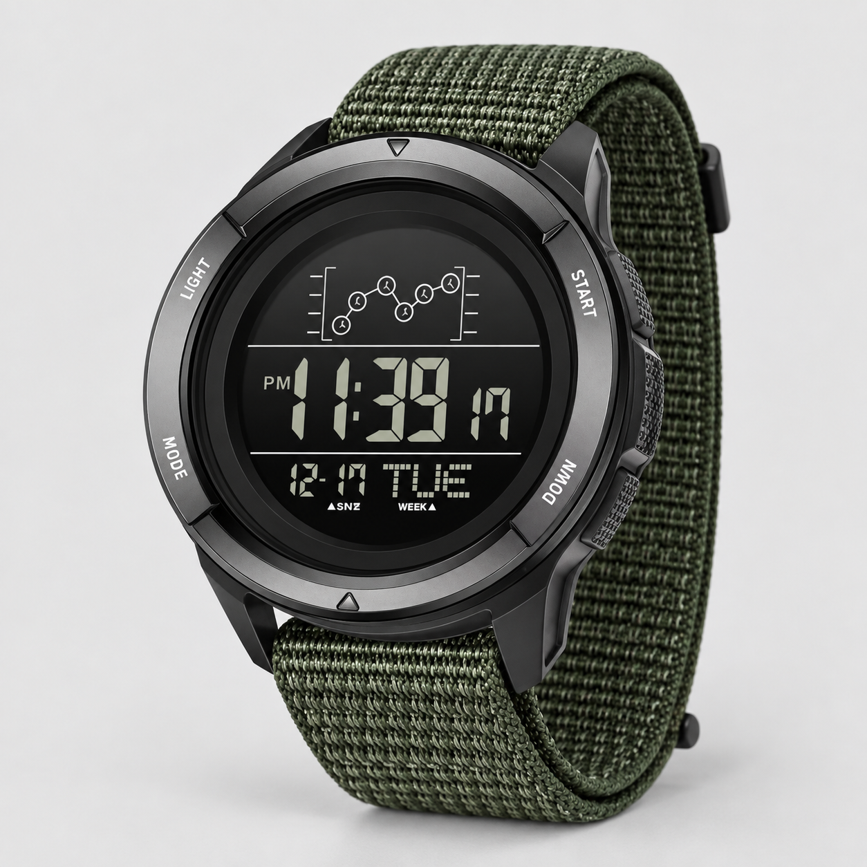 Digitaal Herenhorloge - Waterdicht, Koolstofvezel Look & Kompas