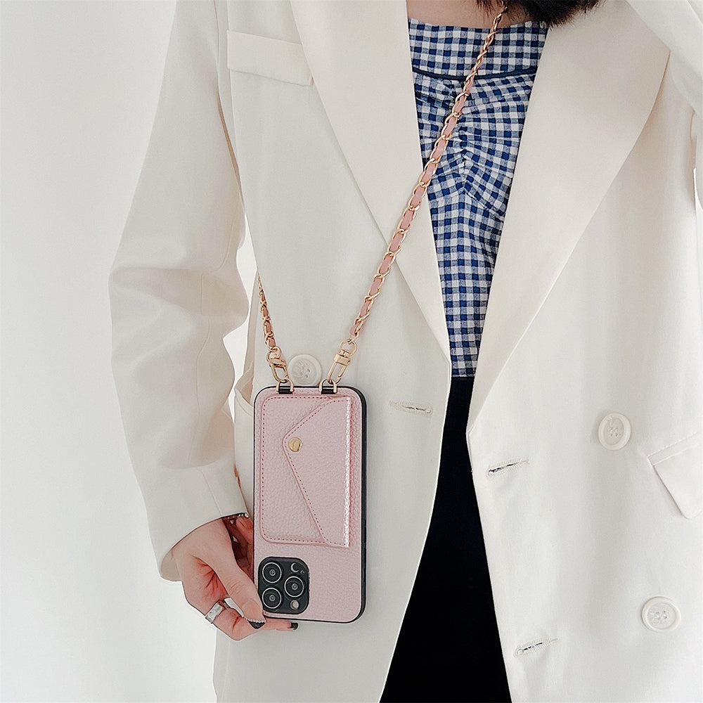 bags : Portemonnee Beige - Ciara Crossbody Phone Case - Draag en Bewaar Je Telefoon en Pasjes Veilig met dit Handige Telefoon Hoesje in Roze van Pantino