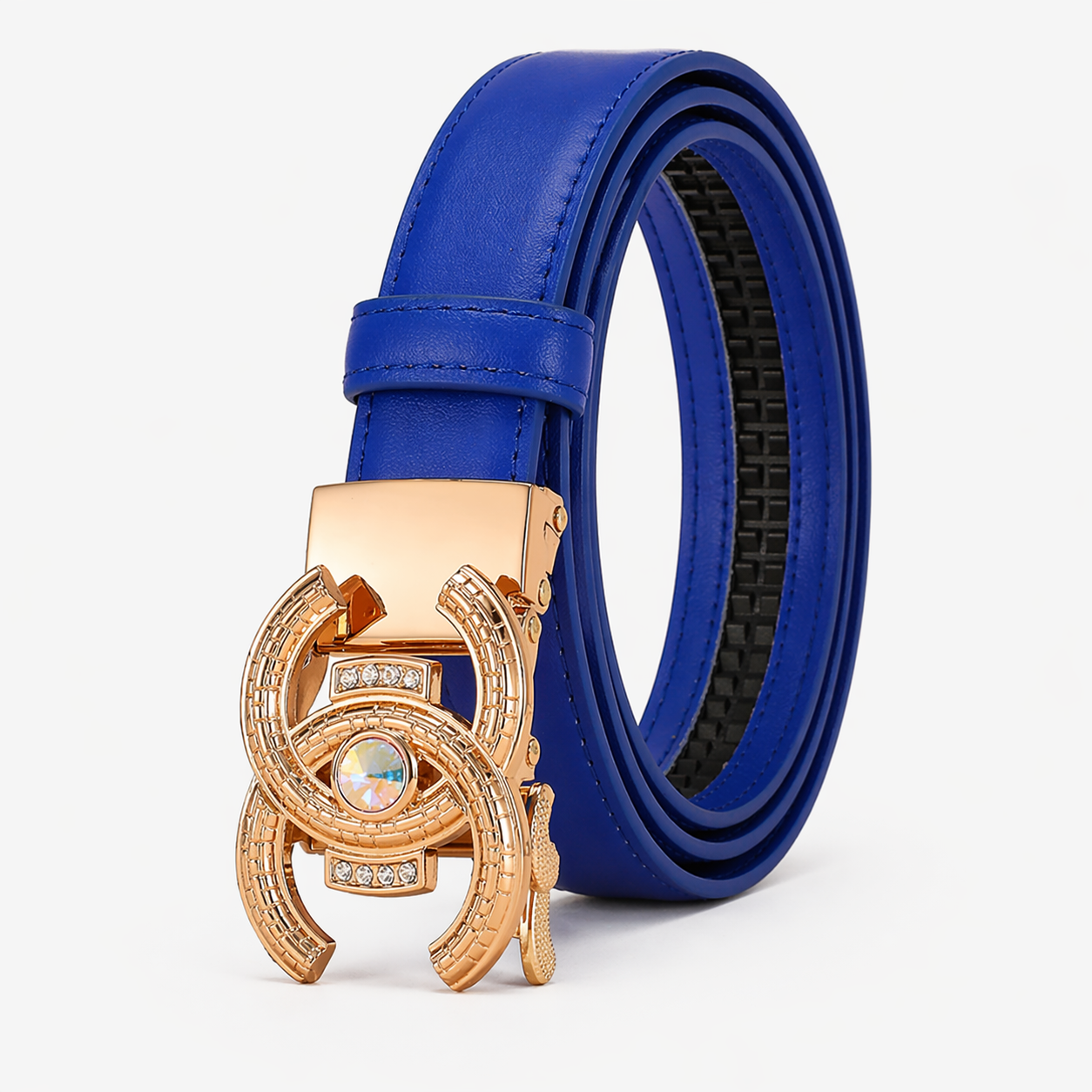 Women's Belt : Damesriem van Echt Zwart Leer - Luxe en Elegantie, Perfecte Pasvorm in C-blu-1 van Pantino