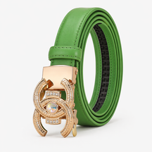 Women's Belt : Damesriem van Echt Zwart Leer - Luxe en Elegantie, Perfecte Pasvorm in C-verde-1 van Pantino