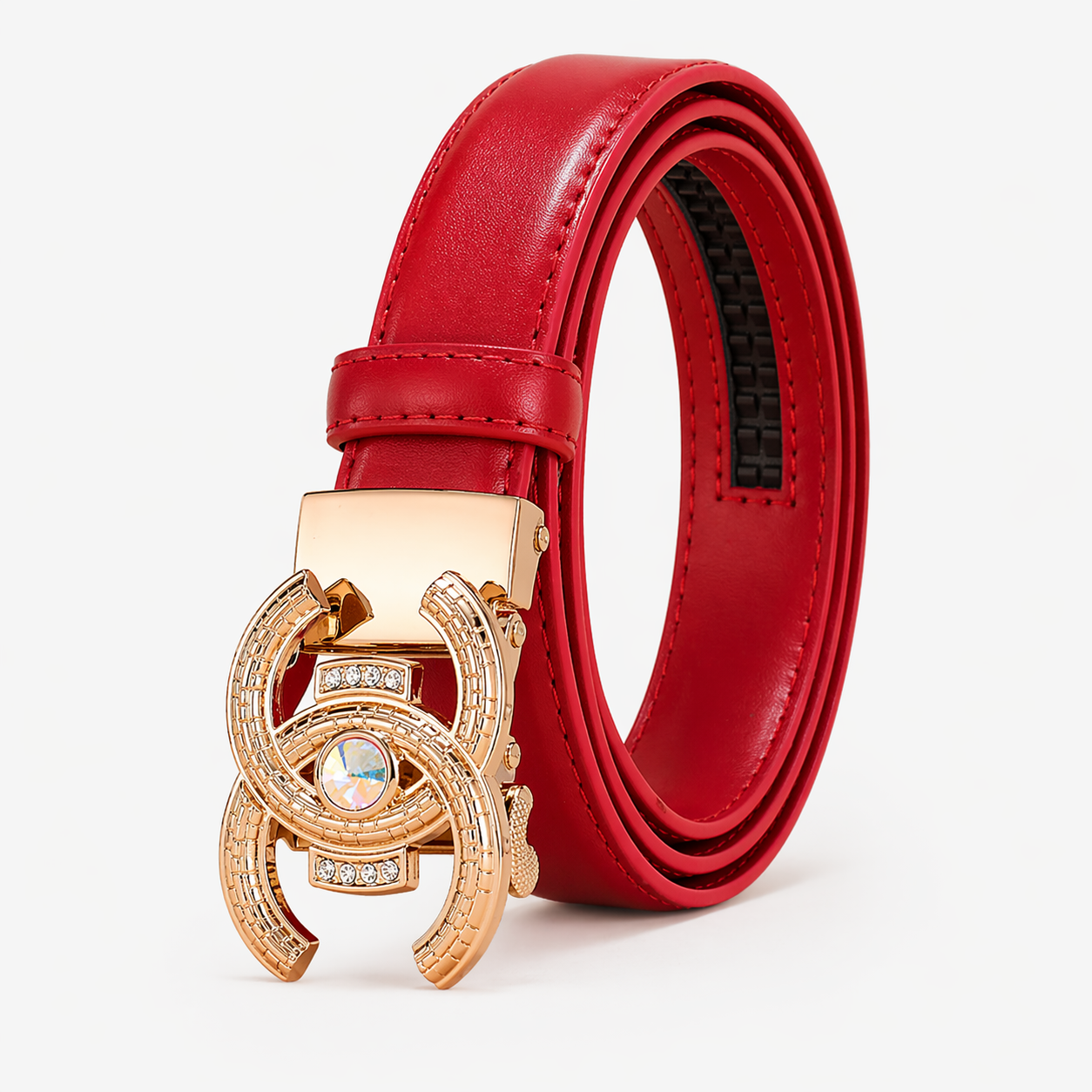 Women's Belt : Damesriem van Echt Zwart Leer - Luxe en Elegantie, Perfecte Pasvorm in C-rosso-1 van Pantino