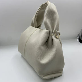 bags : Dumpling Wolkentas Dames - Echte Lederen Verfijnde Knoedelvorm - Echt Leer in Wit 22cm12.5cm14cm van Pantino