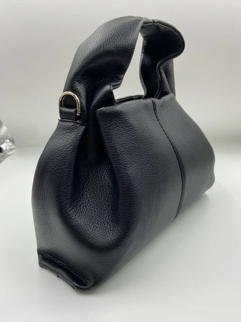 bags : Dumpling Wolkentas Dames - Echte Lederen Verfijnde Knoedelvorm - Echt Leer in Zwart 22cm12.5cm14cm van Pantino