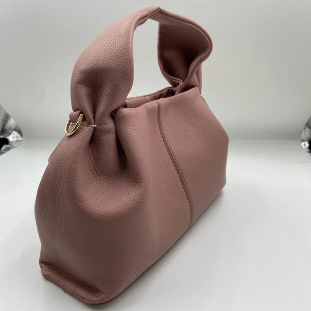 bags : Dumpling Wolkentas Dames - Echte Lederen Verfijnde Knoedelvorm - Echt Leer in Roze roze 22cm12.5cm14cm van Pantino