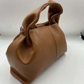 bags : Dumpling Wolkentas Dames - Echte Lederen Verfijnde Knoedelvorm - Echt Leer in Bruin 22cm12.5cm14cm van Pantino