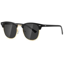 Sunglasses : Clubstar Zonnebril Unisex - Klassieke Gepolariseerde Piloten Zonnebril - Zwart in Zwart Gouden Montuur Zwart Lens van Pantino