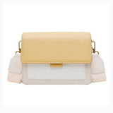 Sac bandoulière jaune pour femmes en cuir avec texture douce et fermeture à rabat