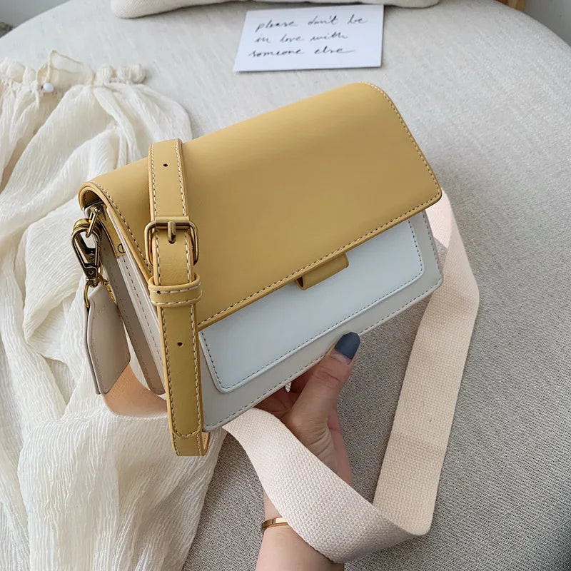 bags : Dames Crossbody-Tas van Geel Leer met Zachte Textuur en Klep Sluiting in van Pantino