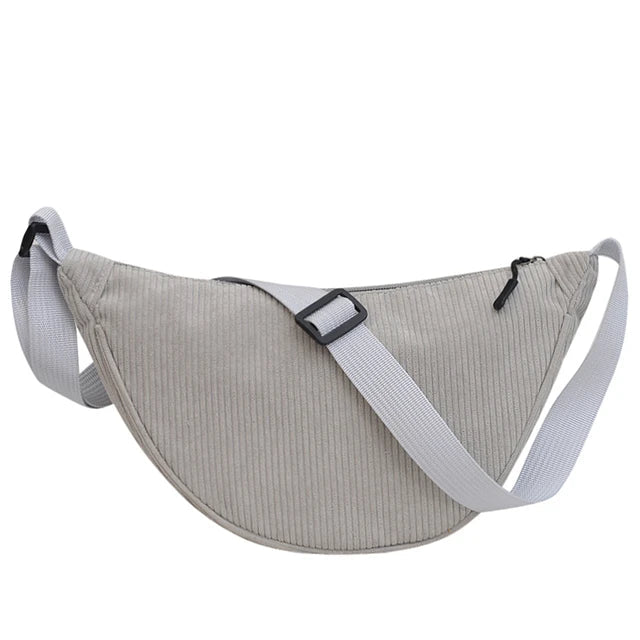 bags : Schoudertas Dames Zwart - Chique Corduroy Elegant Design - Corduroy in Lichtgrijs van Pantino