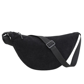 bags : Schoudertas Dames Zwart - Chique Corduroy Elegant Design - Corduroy in Zwart van Pantino