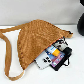 bags : Schoudertas Dames Zwart - Chique Corduroy Elegant Design - Corduroy in van Pantino