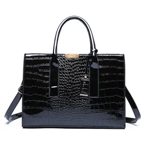 bags : Handtas Dames Zwart - Dameshandtas met Krokodillenprint in Zwart van Pantino
