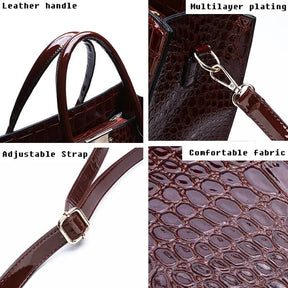 bags : Handtas Dames Zwart - Dameshandtas met Krokodillenprint in van Pantino