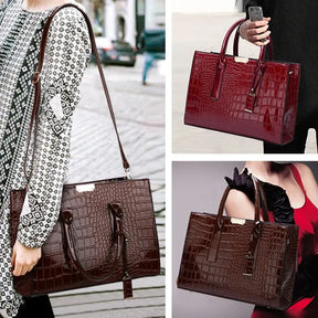 bags : Handtas Dames Zwart - Dameshandtas met Krokodillenprint in van Pantino