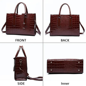 bags : Handtas Dames Zwart - Dameshandtas met Krokodillenprint in van Pantino