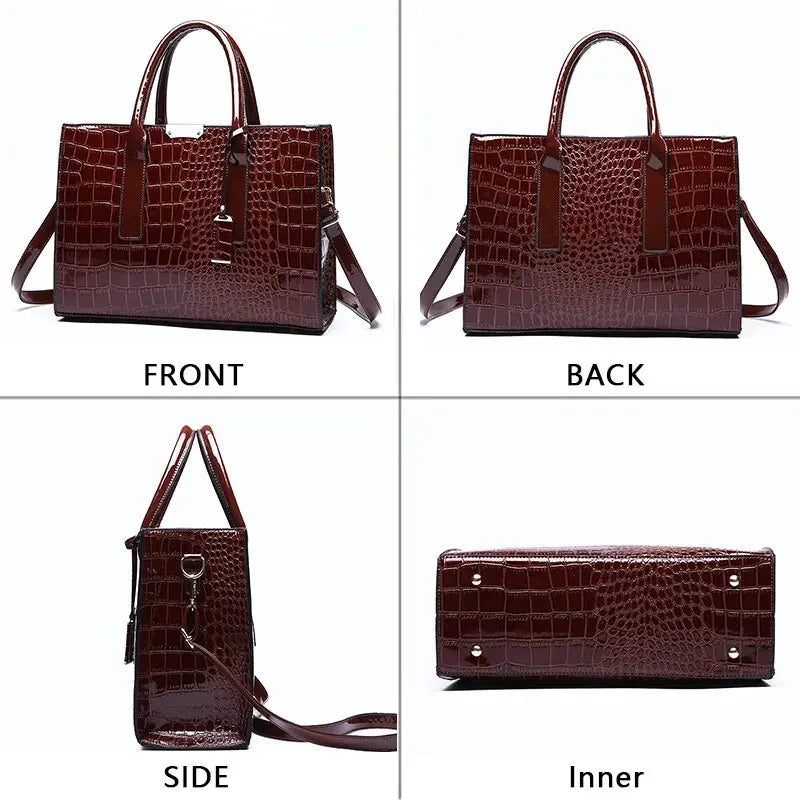 bags : Handtas Dames Zwart - Dameshandtas met Krokodillenprint in van Pantino