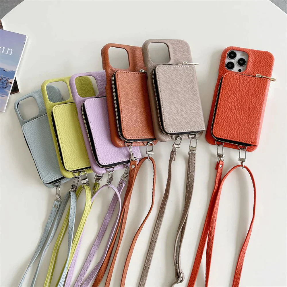 Phone Case : Crossbody Case Dames - Oranje in van Pantino