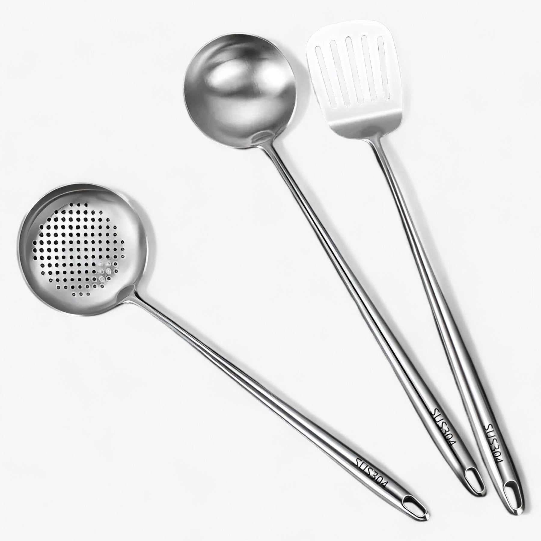 Kitchen Utensils : Roestvrijstalen Keukenapparatuur Set - Duurzaam & Veelzijdig Kookgerei voor Elke Kok in Soeplepel + Lepel met klap + schoenmakerslepel van Pantino