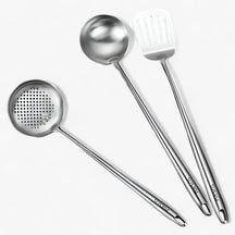 Kitchen Utensils : Roestvrijstalen Keukenapparatuur Set - Duurzaam & Veelzijdig Kookgerei voor Elke Kok in Soeplepel + Lepel met klap + schoenmakerslepel van Pantino