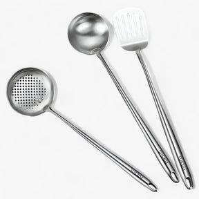 Kitchen Utensils : Roestvrijstalen Keukenapparatuur Set - Duurzaam & Veelzijdig Kookgerei voor Elke Kok in Soeplepel + Lepel met klap + schoenmakerslepel van Pantino