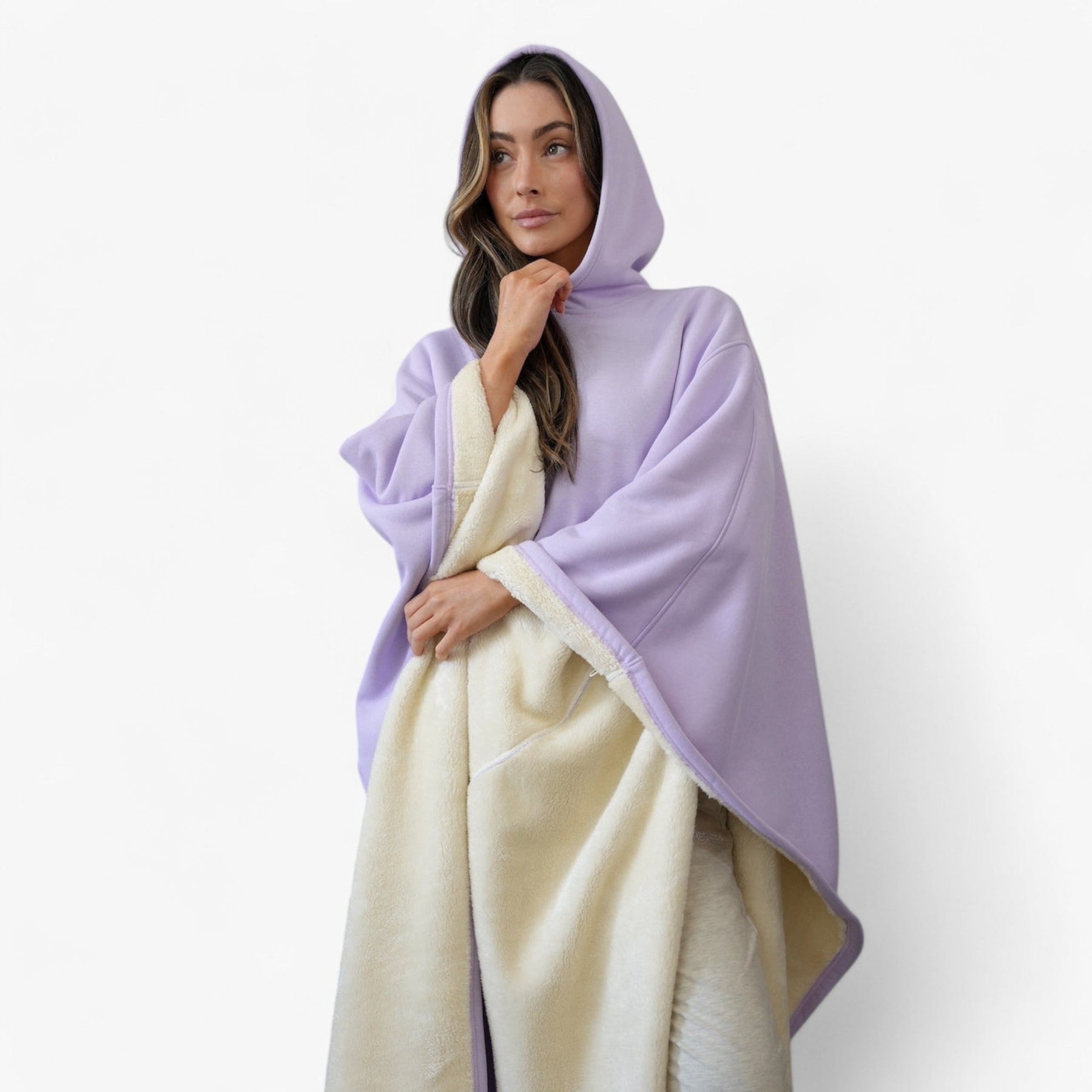 Poncho : Cap Unisex Rozenkwarts - Fleece Poncho met Capuchon - Ultiem Comfort en Stijl in van Pantino