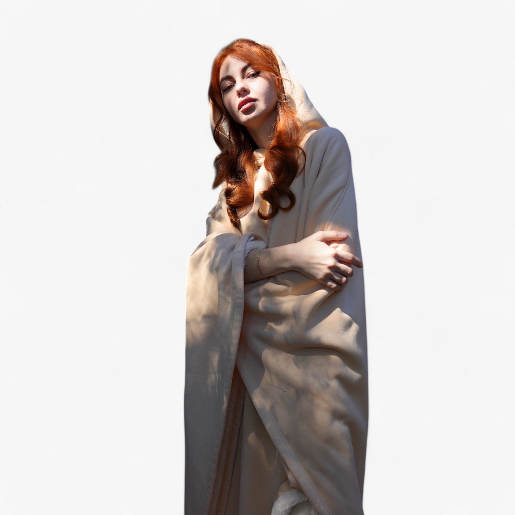 Poncho : Cap Unisex Rozenkwarts - Fleece Poncho met Capuchon - Ultiem Comfort en Stijl in van Pantino
