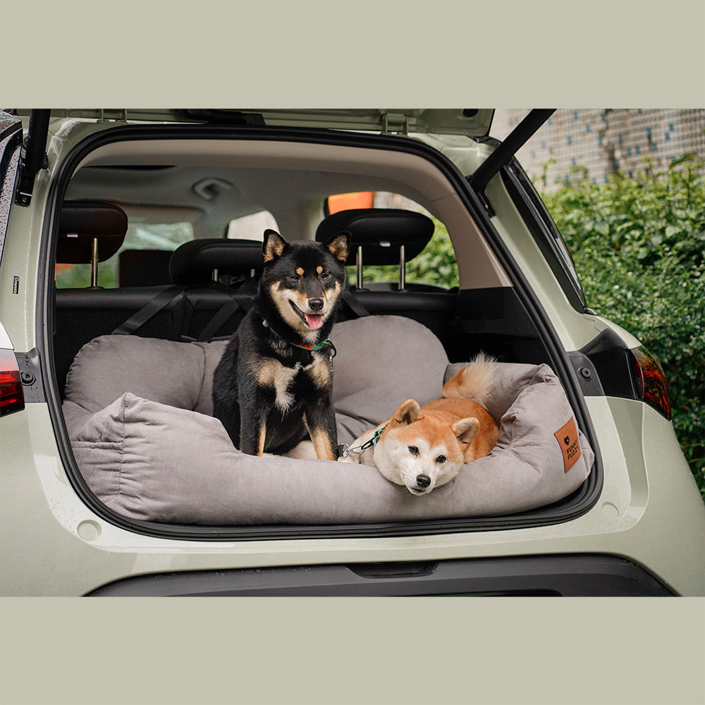 pets : Honden Auto Reisbed Crème Kaki - Comfortabel Veilig Reizen - Pluche in van Pantino