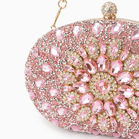 bags : Clutch Dames Zwart - Kristallen Bloemen Verfraaid Avond - Stof in van Pantino
