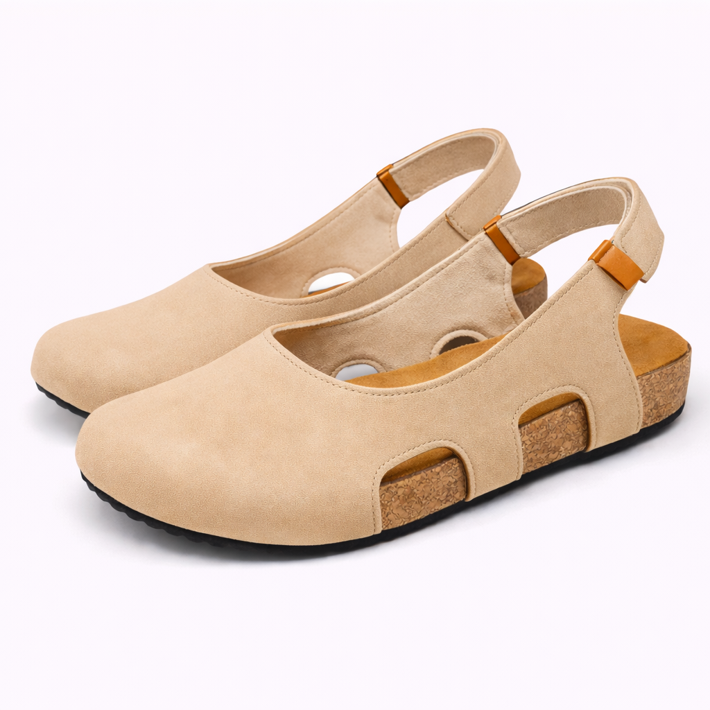 Sandals : Slingback Zwarte Dames van Echt Leer, Hak 5cm, Ronde Neus: Elegantie & Comfort in Beige van Pantinoshop