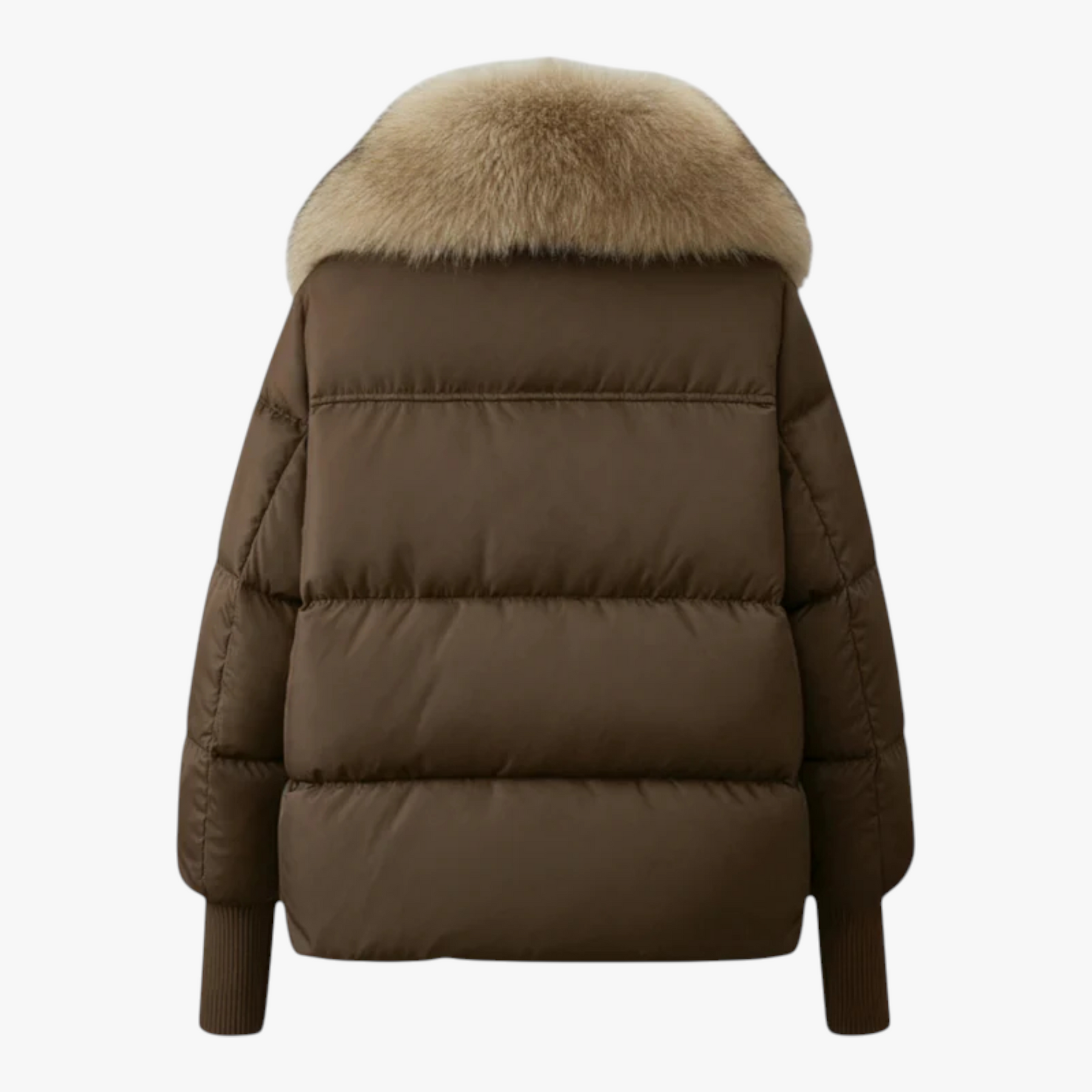 Jacket : Parka Dames Bruin - Casual Winterparka met Bontkraag in van Pantino
