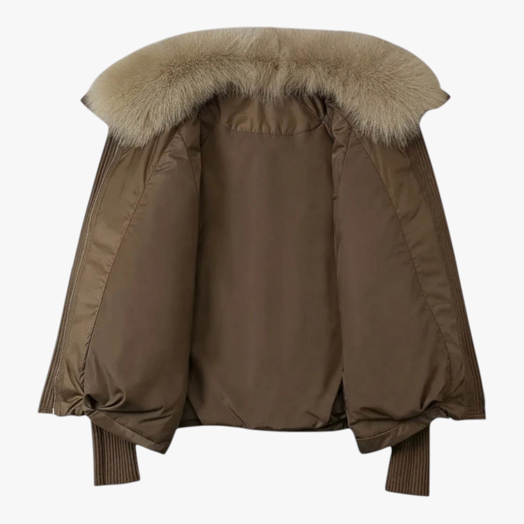 Jacket : Parka Dames Bruin - Casual Winterparka met Bontkraag in van Pantino