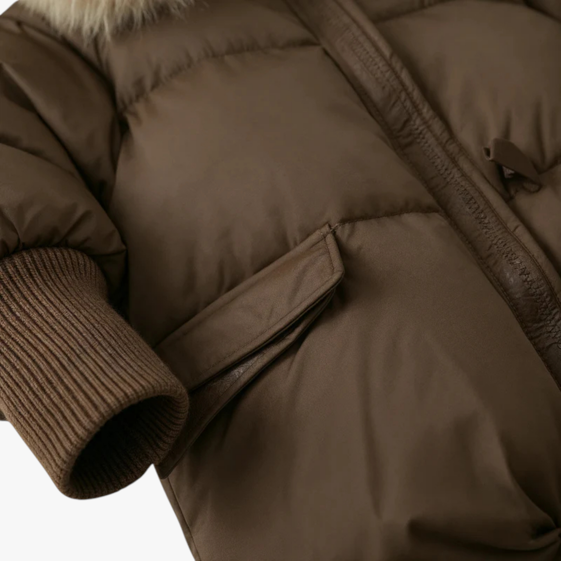Jacket : Parka Dames Bruin - Casual Winterparka met Bontkraag in van Pantino
