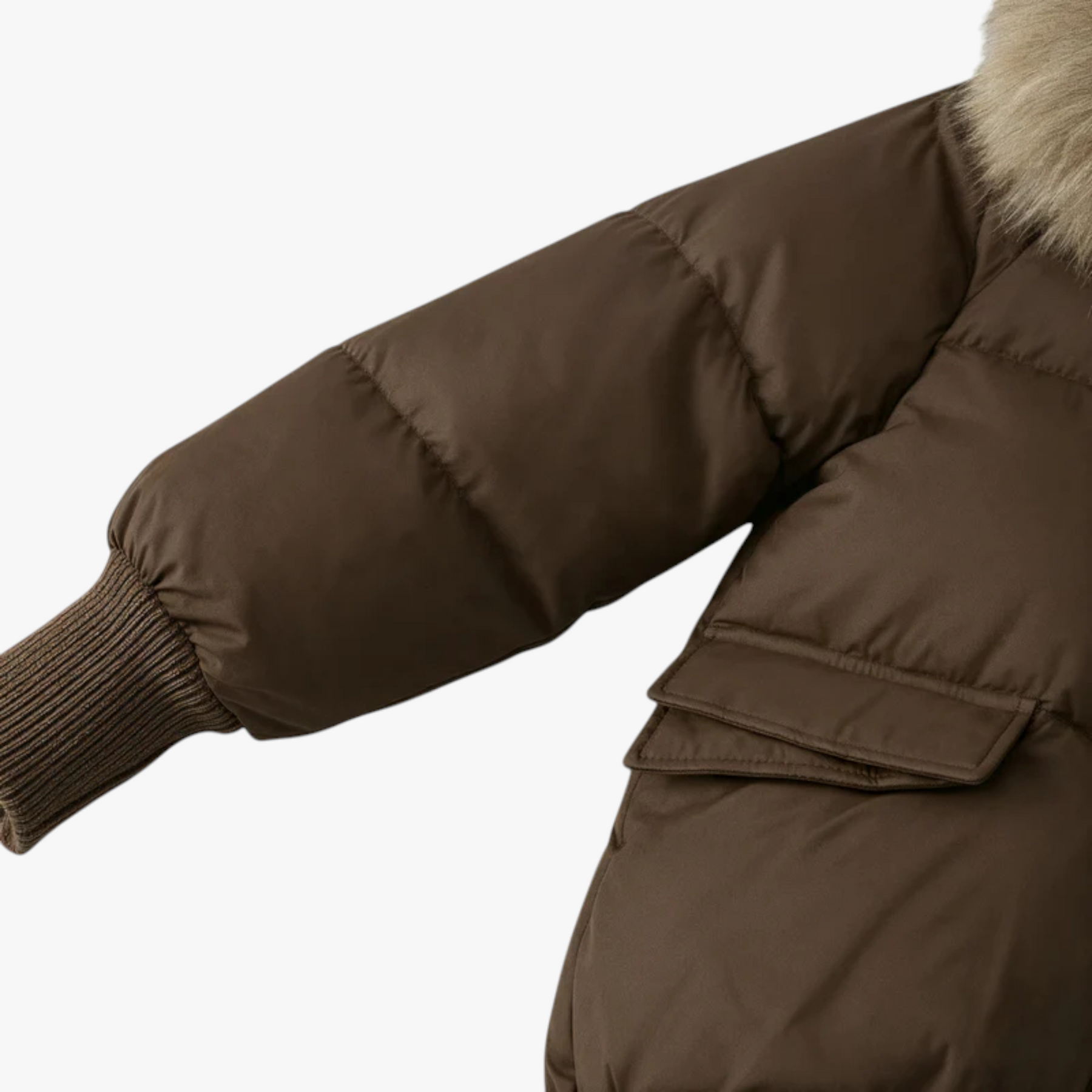 Jacket : Parka Dames Bruin - Casual Winterparka met Bontkraag in van Pantino