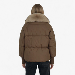 Jacket : Parka Dames Bruin - Casual Winterparka met Bontkraag in van Pantino