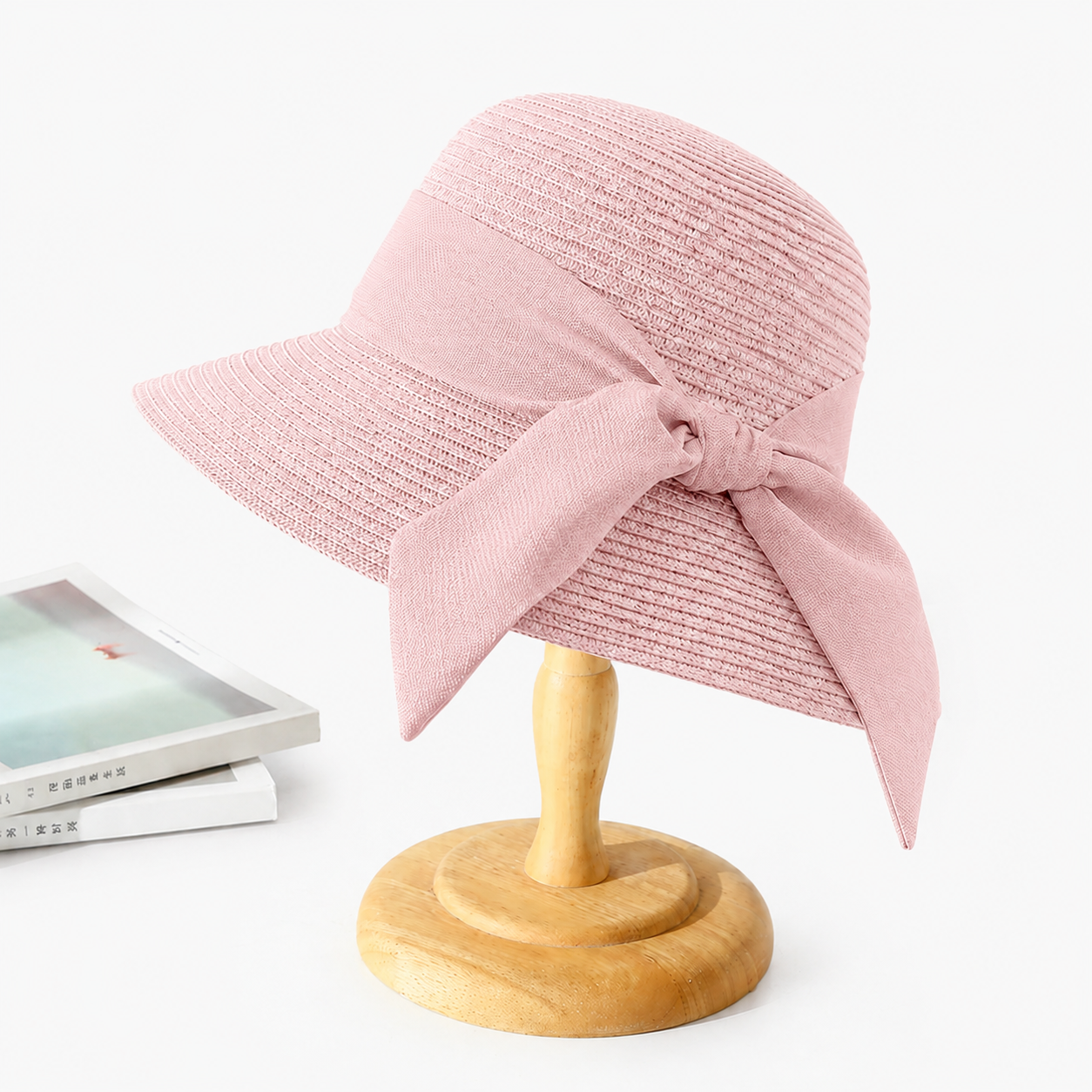Sun Hat : Dames Zonnehoed met Strik - Ademend & Casual in Roze van Pantino