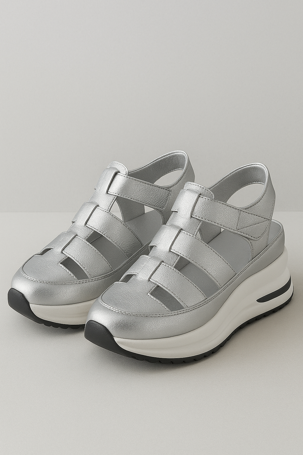 Sandals : Dames Comfortabele Antislip Sandalen - Wit in Zilver van Pantino