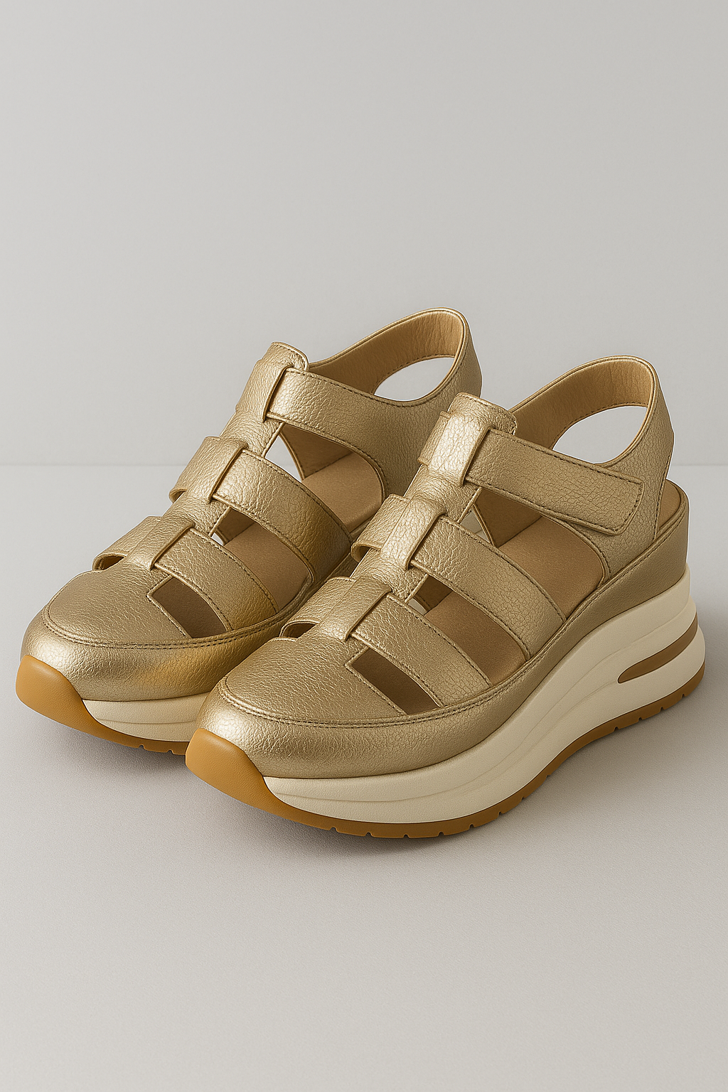 Sandals : Dames Comfortabele Antislip Sandalen - Wit in Goud van Pantino