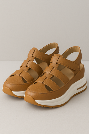 Sandals : Dames Comfortabele Antislip Sandalen - Wit in Bruin van Pantino