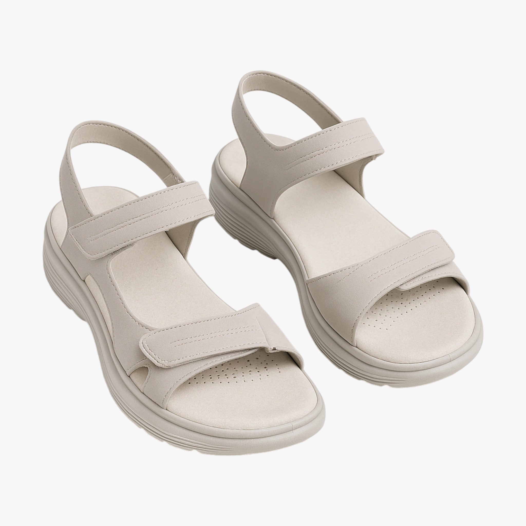 Dames Sandalen : Dames Comfortabele Sandalen met Klittenband - Crème Kleur in van Pantino