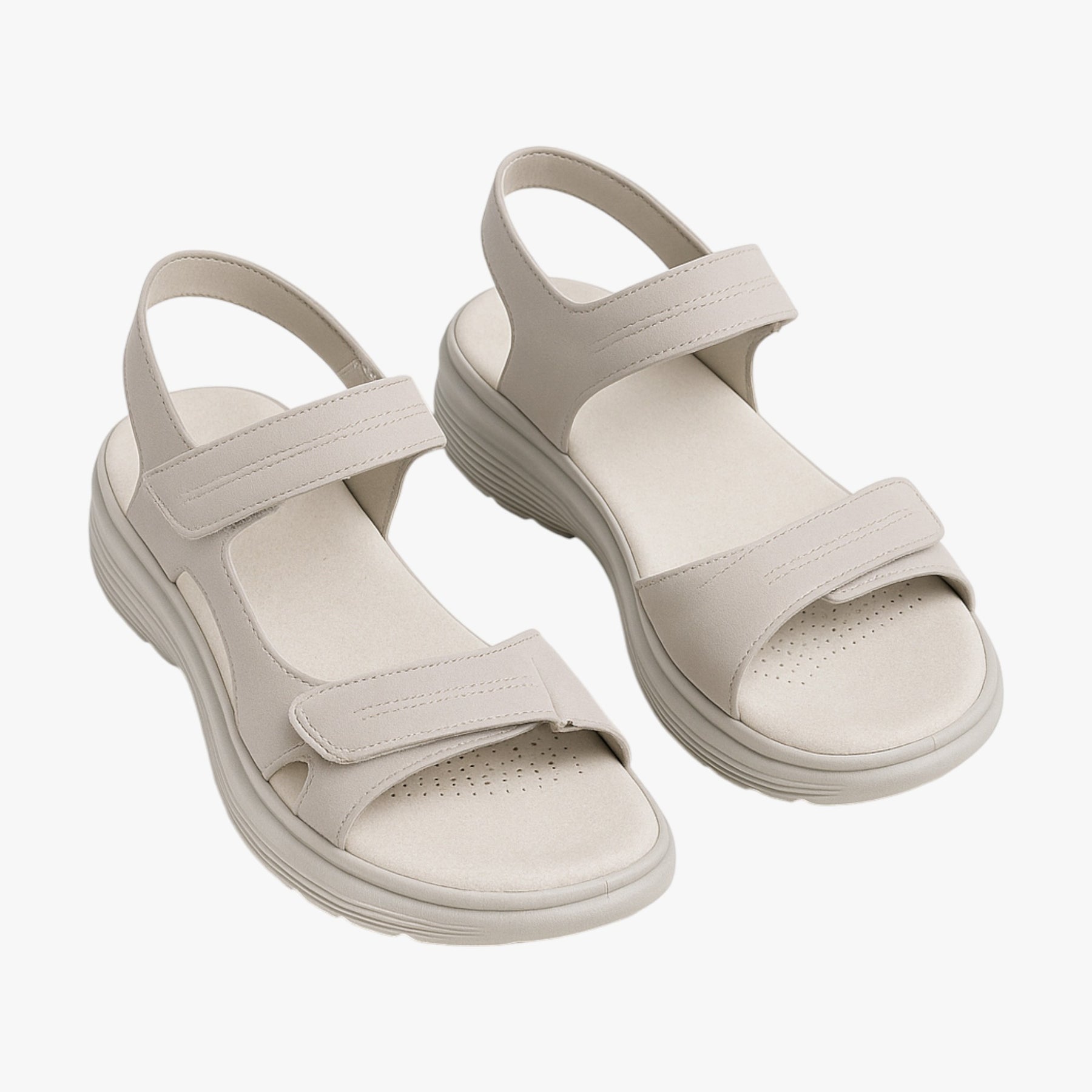 Dames Sandalen : Dames Comfortabele Sandalen met Klittenband - Crème Kleur in van Pantino