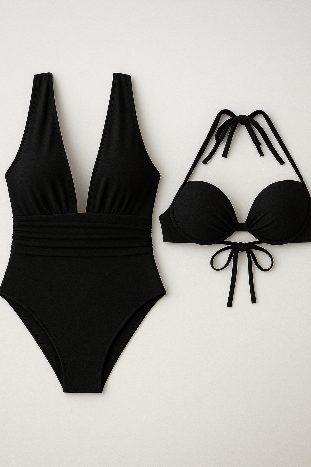 Swimsuit : 2 in 1 Dames V-hals Badpak - Zwart in Zwart van Pantino