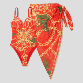 Swimsuit : Dames Elegant Badpak met Comfortabele Pasvorm - Blauw in Rood van Pantino