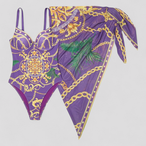 Swimsuit : Dames Elegant Badpak met Comfortabele Pasvorm - Blauw in Paars van Pantino